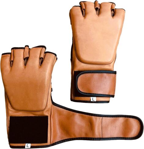 MMA Gloves | PRO Version | 100% TAN Leather Vintage Training Boxing | Retro by GEOFFREY in Saudi Arabia