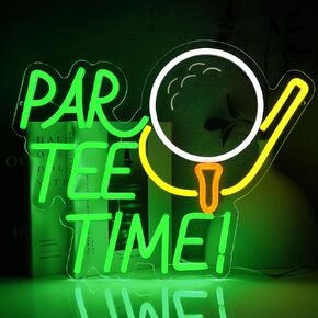 Golf Neon Sign for Wall Decor, Par Tee Time Neon Sign, 16.14"x 12.8" Golfing Led Sign USB Dimmable Golf Ball Neon Lights for Room Golf Party Club Office Man Cave Window Golf Wall Decor