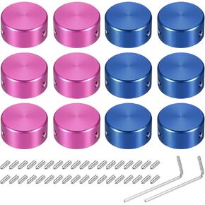 MECCANIXITY 12 Pcs Footswitch Toppers Guitar Pedal Button Caps Metal Footswitch Top Cover 3/8" for Guitar Effects Pedal Buttons, Silver, Blue