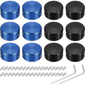 MECCANIXITY 12 Pcs Footswitch Toppers Guitar Pedal Button Caps Metal Footswitch Top Cover 3/8" for Guitar Effects Pedal Buttons, Silver, Blue