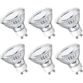 LE GU10 LED Light Bulbs Non-Dimmable, 5000K Daylight White GU10 Bulb Replacement for Recessed Track Lighting, 4W LED Bulbs with 100°Flood Beam for Kitchen, Range Hood, Living Room, Bedroom, 6 Pack