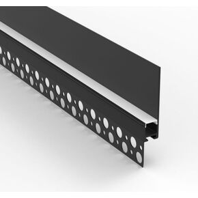 Besseto Plaster in LED Channel,4 x 2m Black Drywall LED Strip Light Channel,Trimless Recessed Baseboard LED Aluminum Profile for 1/2 inch Thick Drywall Plaster Gypsum