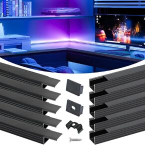 Muzata 10Pack 6.6FT/2M Plus-Size Spotless LED Channel Black LED Strip Diffuser Channel with Frosted Black Diffuser Cover U103 BF 2M