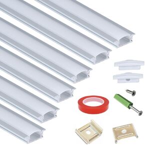 6-Pack 16-Inch Recessed LED Strip Channel with Anti UV Diffuser - Enhance Lighting and Design, Easy Installation - Ideal for Various Applications