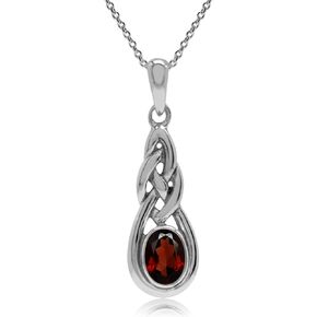 Silvershake 6x4mm Oval Shape 925 Sterling Silver Celtic Knot Pendant with 18 Inch Chain Necklace