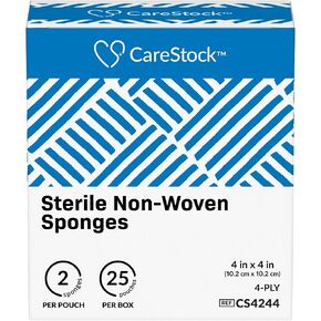Gauze Sponge 4x4 [50 Count] Sterile Gauze Pads, 4-Ply, Medical Grade Cotton Wound Dressing for First Aid Kit – 2 Per Pouch, 25 Packs