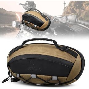 ARCFOX Motorcycle Handlebar Vintage Oil Waxed Canvas Front Storage Bag Universal Front Fork Storage Accessory Bag For Motorbike Cruiser Softail Dyna Sportsters Dirt Bike Bicycle (Brown-Canvas)