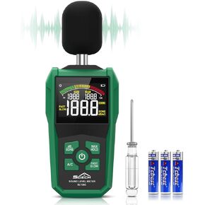 Decibel Meter,SQECH Digital Sound Level Meter with Color Backlit Screen,Portable SPL Meter with A/C Weighted,dB/SONE Unit,FAST/SLOW Response,MAX/MIN,Data Hold,Range 30-130dB,for Home/Office/Factories