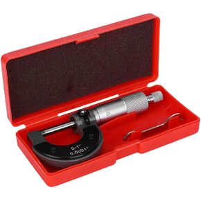 0-1Inch British System Outside Micrometer, 0.0001In Accuracy Micrometer Set with Wrench, Carbon Steel Premium Machinist Tool