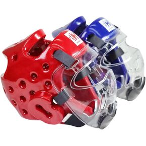 2PC Taekwondo Headgear Karate Headgear with Removable mask for Sparring Partner Muay Thai Taekwondo Karate MMA Training Children Adults