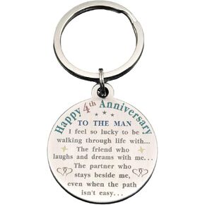 TANWIH 4th Wedding Anniversary Keychain Gifts, 4 Year Anniversary Decoration