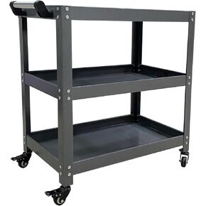 3 Tier Rolling Utility Tool Cart, Metal Service Carts on Wheels for Garage, Auto Repair Shop, Kitchen