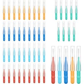 Quacc 50 PCS Interdental Brushes Braces Brush Tooth Cleaner Mini Toothbrush Dental Tooth Flossing Toothpick Head Oral Dental Brush Hygiene Flosser Cleaning Tool (5 Colors, 3 Sizes)