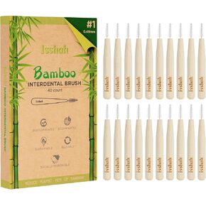Biodegradable Bamboo Handle Interdental Brushes Between Teeth Cleaner Deep Clean Toothpick, FSC Certified and PETA Approved, Size 2 (0.5mm), 40 Count