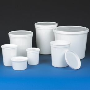 Globe Scientific 271032W Multi-Purpose Container with Separate Snap Lid, 4.60" Diameter, 5.40" Height, HDPE, Economy Style, 32oz (960mL), White, Pack of 100