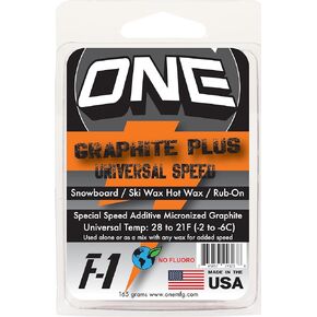 One-Wax - F1 Graphite Plus Additive 165g – Hot Wax/Rub-On Universal Speed Conditions Formula Snowboard/Ski/Nordic - Anti-Friction Performance, FAST + Durable- Our Factory Made USA-No Fluoro