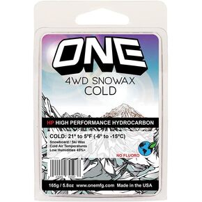 One Mfg 4WD Snowboard & Ski Wax, 165g Large Bar, Oneball Wax for Cold Snow, 21ºF to 5ºF (-6ºC to -15ºC), Tropical Scent, No Fluoro