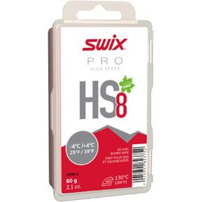 Swix HS08-6 - HIGH Speed Wax - HS8 RED - 25 to 39 Degrees Fahrenheit - 60g Bar - Fluoro Free - Ski or Snowboard - FIS Approved, red-Pink
