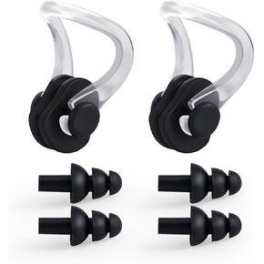2 Sets Silicone Swimming Earplugs Waterproof Swimming Nose Clip Earplugs for Diving Surfing and Other Water Sports
