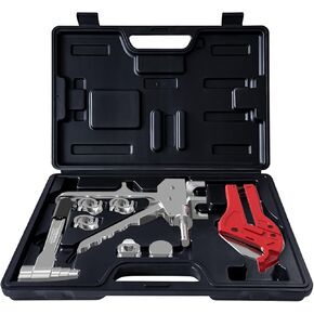 Floor Heating Pipe Sliding Fastener Clamp Pliers Kit – Includes Cutter, Expander, Plugs, and Fittings – Professional Tools for PEX Pipe Installation and Heating System Maintenance