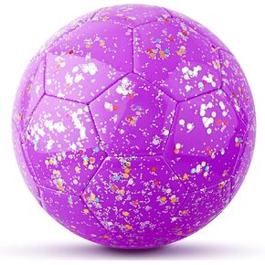 Soccer Ball Size 3, Girls Soccer Ball Size 3, Size 3 Soccer Ball, Sparkly Soccer Ball Glitter Outdoors Sports Recreation Playing Ball for Girls Birthday Christmas Soccer Presents