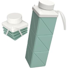 Collapsible Water Bottles 720ml 24.3oz, Foldable Portable Water Bottle, Lightweight Reusable Leakproof for Travel Camping Hiking Cycling Yoga Sports Outdoor School Office Gym, 1 Pack, Green