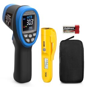 Pyrometer High Temperature Thermometer & Instant Read Thermometer Combo, -58℉~3272℉ D:S=50:1, Non-Contact Thermometer Temp Gun with Color LCD Display for Smelting, Furnaces, Cooking, Oven, HVAC