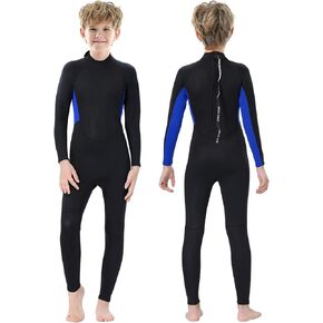Kids Full Wetsuit Toddler Boys Girls and Youth 2.5mm 3mm Neoprene Child Wet Suit Back Zipper Thermal Swimsuits for Diving Surfing Swimming Water Sprot