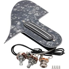 Swhmc Mandolin Pickguard Plate with Single Coil Pickups 3 Ply Guitar Pickguard A500k B500k Pot(Black Pearl)
