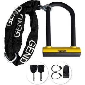 GEND Bike Lock, Heavy Duty Anti Theft High Security Level Bike U Lock with 3ft Chain - 16.20mm Bold Shackle Bike U Lock with Lighted Keys & Mounting Bracket for Road, Mountain, Ebike & Motorcycle
