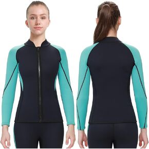 Wetsuit Top Women Men 3mm Neoprene Women Jacket Long Sleeves Front Zipper Wet Suit 2mm for Surfing Diving Swimming Snorkeling Kayaking