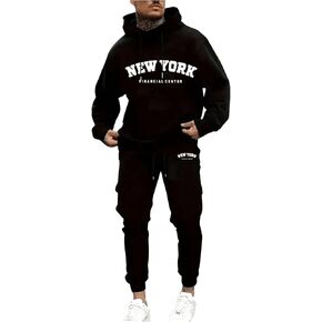 Men's 2 Piece Sweat Set Long Sleeve Graphic Hoodie Sweatshirts and Drawstring Joggers Tracksuits