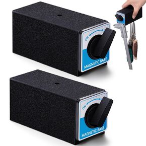 2 Pcs Magnetic Base Holder Bed On/Off Switch 12T 264 lbs Holding Power Magnetic Holder Bed M8 x 1.25 Tapped Hole Magnetic Base Stand Without Adjustment Arm for Indicator (4.7" x 2.2" x 2")