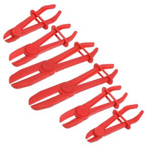 6-Piece Hose Pinch Clamp Pliers, Pinch Pliers, Line Clamp Pliers Set for Flexible Hoses Fuel Hoses Gas Lines Brake Hoses Radiator Hoses