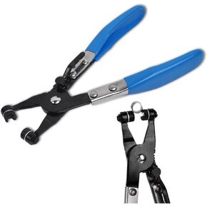 Hose Clamp Pliers - Heavy Duty Clamp Removal Tool with Locking Device and Non-Slip Handle Removal and Installation Tool for Ring-Type and Flat-Band Hose Clamps (Blue)
