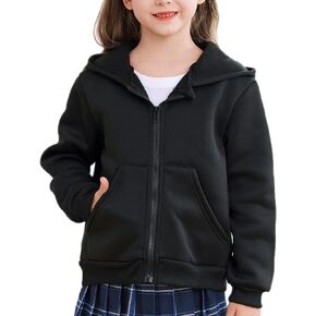 Little Girls Full Zipper Fleece Sweatshirt Long Sleeve Fall Winter Pullover Hoodie Tops Clothes