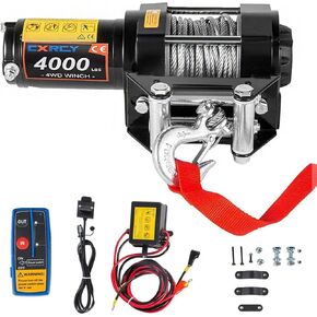 CXRCY 12V Electric Winch,13500LBS Load Capacity Synthetic Rope Towing Winches for Jeep Truck SUV,with Wired Handle and Wireless Remote