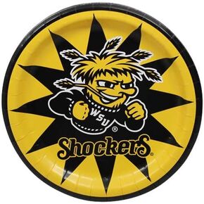 Wichita State Shockers 9" Paper Plates - Officially Licensed - Plates with University Logo - Party supplies for Tailgating, Viewing Parties & Graduation - 8 Pack
