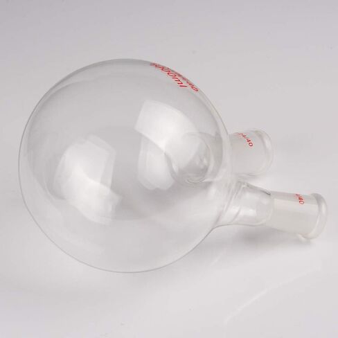 StonyLab 1000ml Glass 2 Neck Round Bottom Flask RBF, with 24/40 Center and Side Standard Taper Outer Joint - 1L (1 Liter) in Kuwait