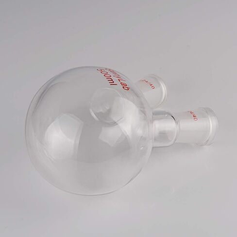StonyLab 1000ml Glass 2 Neck Round Bottom Flask RBF, with 24/40 Center and Side Standard Taper Outer Joint - 1L (1 Liter) in Kuwait