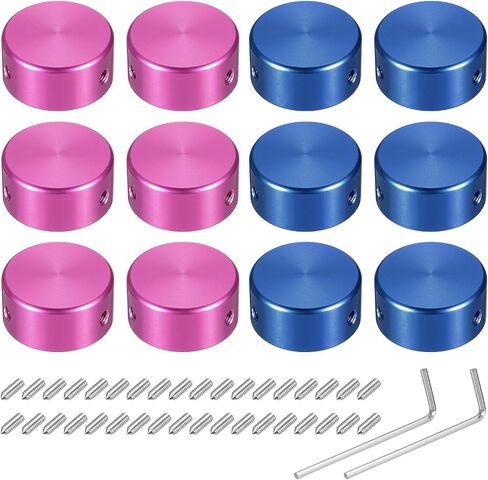 MECCANIXITY 12 Pcs Footswitch Toppers Guitar Pedal Button Caps Metal Footswitch Top Cover 3/8" for Guitar Effects Pedal Buttons, Silver, Blue in Saudi Arabia