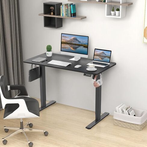 Height Adjustable Standing Desk Frame, Electric Sit Stand Desk Base with Automatic Memory Smart，Handset Ergonomic Standing Desk Base Workstation Frame for 40'' to 63'' Desk Tops（white Frame） in Saudi Arabia