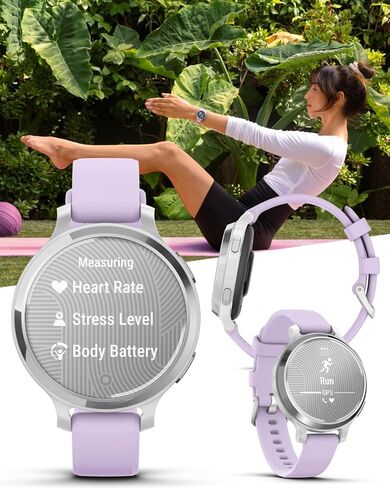 Wearable4U Garmin Lily 2 Active, Lunar Gold with Bone Silicone Band, Small and Stylish Smartwatch, Built-in GPS, Hidden Display, Patterned Lens, Up to 9 Days Battery Life White Earbuds Bundle in Saudi Arabia