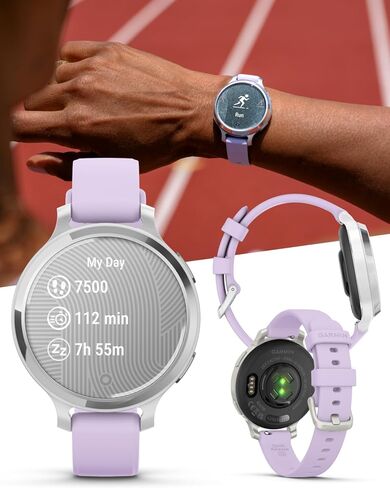 Wearable4U Garmin Lily 2 Active, Lunar Gold with Bone Silicone Band, Small and Stylish Smartwatch, Built-in GPS, Hidden Display, Patterned Lens, Up to 9 Days Battery Life White Earbuds Bundle in Saudi Arabia