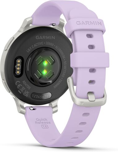 Wearable4U Garmin Lily 2 Active, Lunar Gold with Bone Silicone Band, Small and Stylish Smartwatch, Built-in GPS, Hidden Display, Patterned Lens, Up to 9 Days Battery Life White Earbuds Bundle in Saudi Arabia