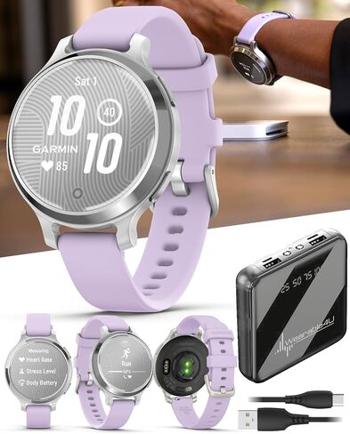 Wearable4U Garmin Lily 2 Active, Lunar Gold with Bone Silicone Band, Small and Stylish Smartwatch, Built-in GPS, Hidden Display, Patterned Lens, Up to 9 Days Battery Life White Earbuds Bundle in Saudi Arabia