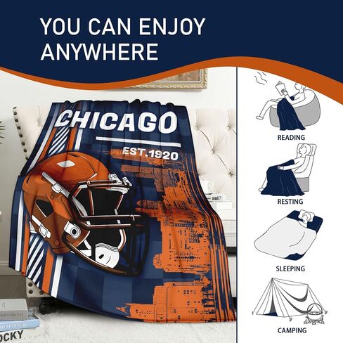 Sport Blanket 60" X 50" Cozy Soft Flannel Throw Blankets Lightweight Warm Style Merch Gear Football Blanket Gifts For Men Women Boys KidsORANGE in Saudi Arabia