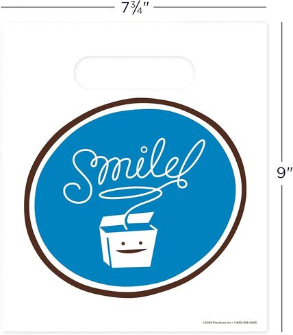 Practicon Smile Floss 7-3/4" x 9" Dental Giveaway Bag, Dental Hygiene Patient Care Goodie Bag, Dentist Office Plastic Gift Bags, 100 Pack in Saudi Arabia