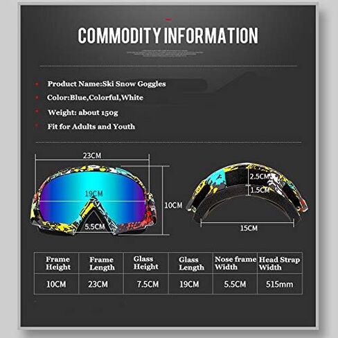 Zsling OTG Ski Snow Goggles, UV Protection Anti Fog Snowboard Goggles for Men Women Youth in Kuwait