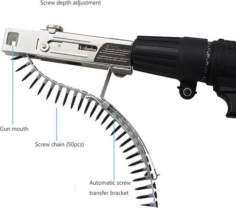 Screw Drill Chain Adapter for Power Drill Gun, Automatic Screw Spike Chain Drill Screw Chain Adapter, Automatic Chain Nail Gun Kit for Electric Drill Attachment Electric Drill Woodworking Tool in Saudi Arabia